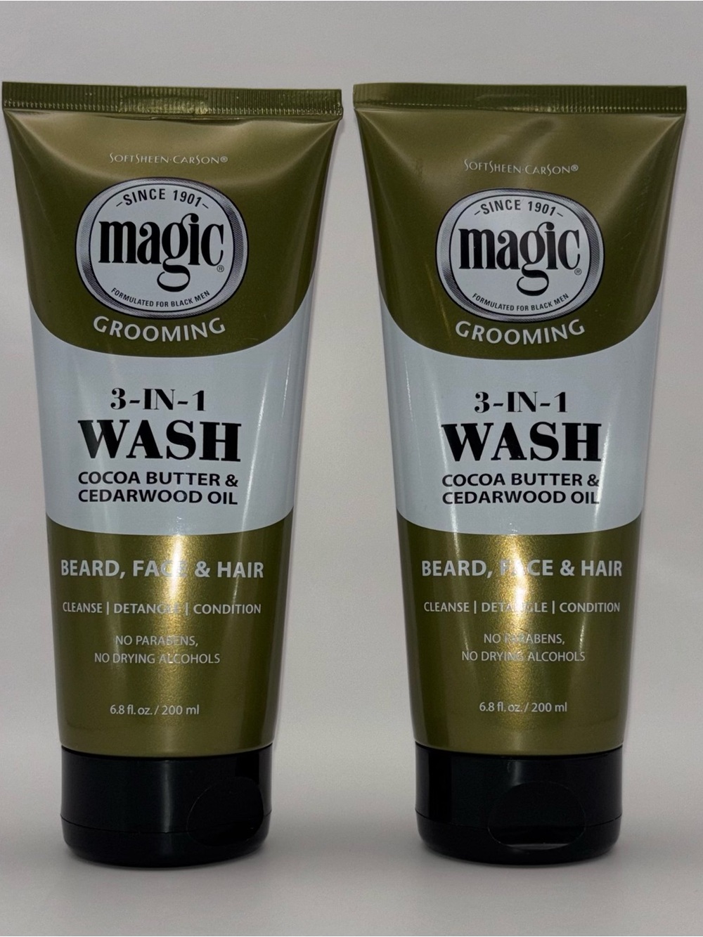 NEW Bundle of 2 Magic Grooming 3-in-1 Wash Beard Face Hair 6.8 oz